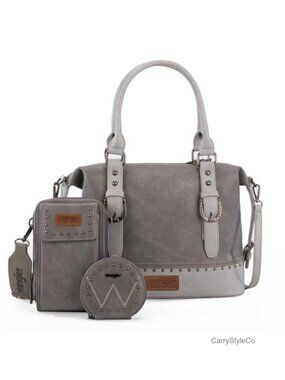 3Pc Doctor Bag Set Top-Handle Satchel with Phone Bag & Coin Purse